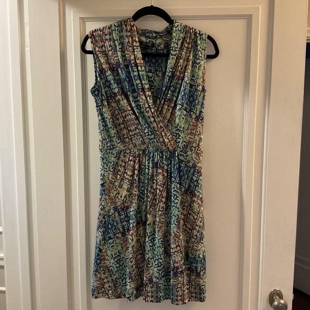 NIC+ZOE Women's Multicolor Urban Safari Faux Wrap Work/Office Dress Size small